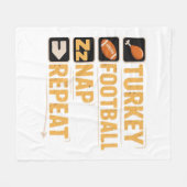 ハッピーサンクスギビング七面鳥サッカー昼寝リピーター フリースブランケット (正面(横))