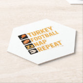 ハッピーサンクスギビング七面鳥サッカー昼寝リピーター ペーパーコースター (アングル)