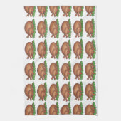 ハッピーサンクスギビング七面鳥デイディナープラッタ キッチンタオル (縦)