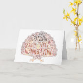 ハッピーサンクスギビング七面鳥ワードアートグリーティングカード カード (黄色い花)
