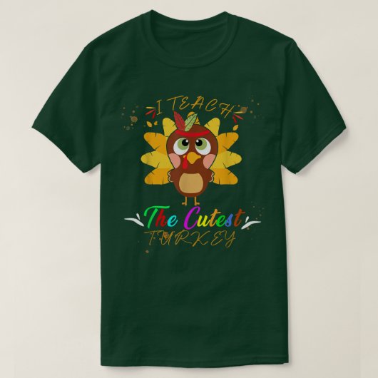 ハッピーサンクスギビング先生教室おもしろいトルコ Tシャツ (デザイン正面)