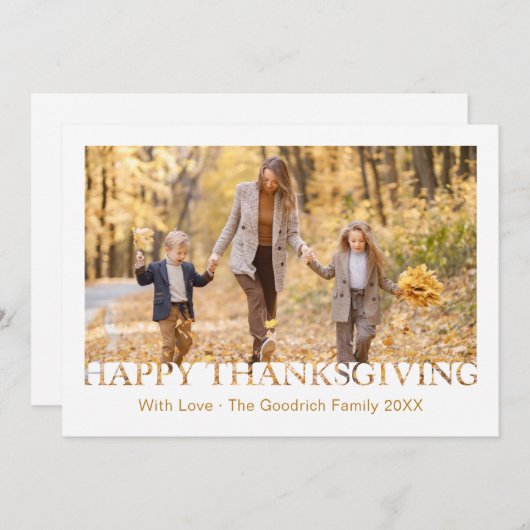 ハッピーサンクスギビング写真ホリディグリーティングカード シーズンカード (正面/裏面)