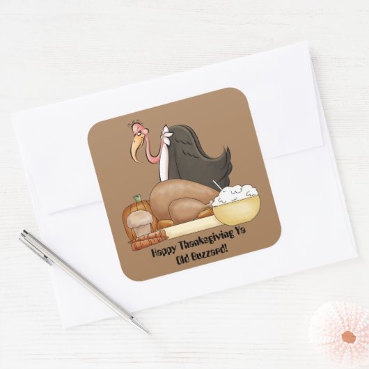 ハッピーサンクスギビング古いバザードシール スクエアシール (封筒)