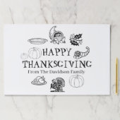 ハッピーサンクスギビング名前をカスタムする紙ランチョンマット ペーパーパッド (インサイチュ)