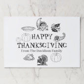 ハッピーサンクスギビング名前をカスタムする紙ランチョンマット ペーパーパッド (正面)