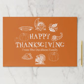 ハッピーサンクスギビング名前をカスタムする紙ランチョンマット ペーパーパッド (インサイチュ)