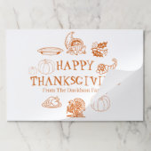 ハッピーサンクスギビング名前をカスタムする紙ランチョンマット ペーパーパッド (折り畳み)