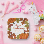 ハッピーサンクスギビング名秋 ペーパープレート (パーティー)