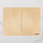 ハッピーサンクスギビング家族フォトグリーン 箔シーズンポストカード (裏面)