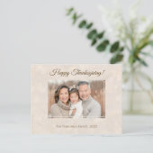 ハッピーサンクスギビング家族フォトニュートラエレガントル シーズンポストカード (スタンド正面)