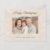 ハッピーサンクスギビング家族フォトニュートラエレガントル シーズンポストカード (正面)