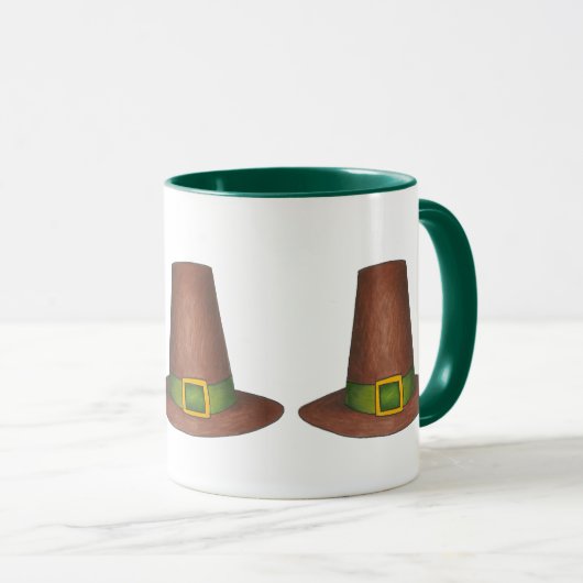 ハッピーサンクスギビング巡礼者ピュリタン帽子ターキーデー マグカップ (正面右)