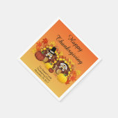 ハッピーサンクスギビング巡礼者 スタンダードカクテルナプキン (角)