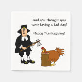 ハッピーサンクスギビング巡礼者 スタンダードカクテルナプキン (正面)