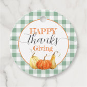 ハッピーサンクスギビング市松模様にタブレクロスカンプキンス フェイバータグ (正面)