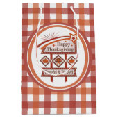ハッピーサンクスギビング感謝&賛美レトロサイン ミディアムペーパーバッグ (正面)