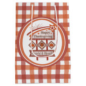 ハッピーサンクスギビング感謝&賛美レトロサイン ミディアムペーパーバッグ (裏面)