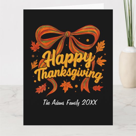 ハッピーサンクスギビング折り畳みホリデーカード、ありがとう サンキューカード (正面)