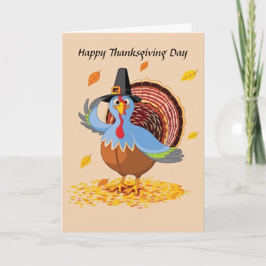 ハッピーサンクスギビング折り畳みホリデーカード シーズンカード (正面)