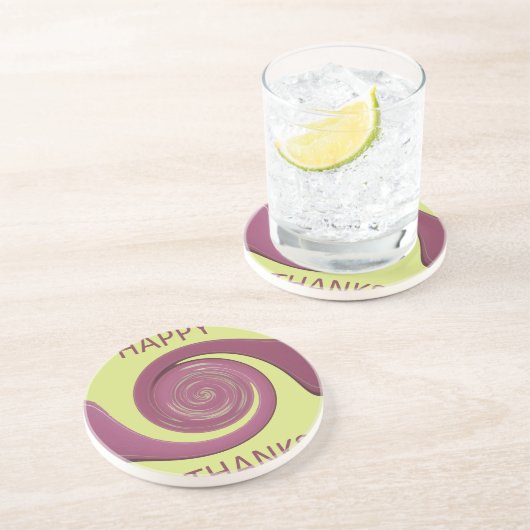 ハッピーサンクスギビング文字アートデザイン。 コースター (側面)