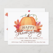 ハッピーサンクスギビング新しいアドレスホームカボチャ移動 (正面/裏面)