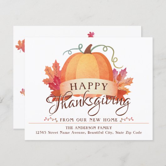 ハッピーサンクスギビング新しいアドレスホームカボチャ移動 (正面/裏面)