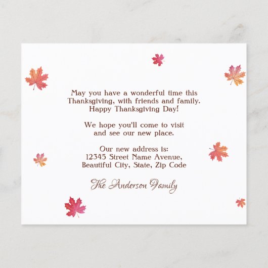 ハッピーサンクスギビング新しいアドレスホームカボチャ移動 (裏面)