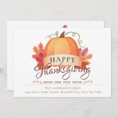 ハッピーサンクスギビング新しいアドレスホームカボチャ移動 案内状 (正面/裏面)
