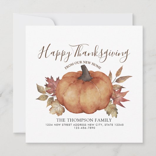 ハッピーサンクスギビング新しいホームカボチャ移動 案内状 (正面)