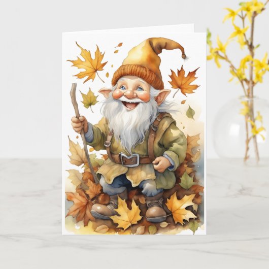 ハッピーサンクスギビング格言紅葉 空白の カード (黄色い花)