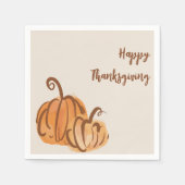 ハッピーサンクスギビング水彩かぼちゃ紙ナプキン スタンダードカクテルナプキン (正面)
