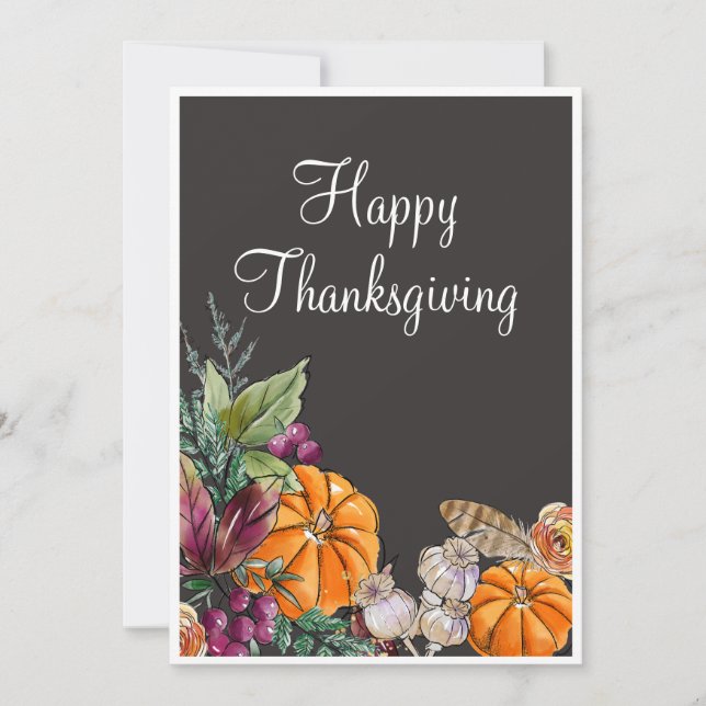 ハッピーサンクスギビング水彩カボチャ秋 (正面)