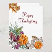ハッピーサンクスギビング水彩カボチャ秋 シーズンカード (正面/裏面)