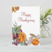 ハッピーサンクスギビング水彩カボチャ秋 シーズンカード (スタンド正面)