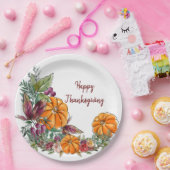 ハッピーサンクスギビング水彩カボチャ秋 ペーパープレート (パーティー)