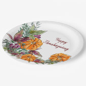 ハッピーサンクスギビング水彩カボチャ秋 ペーパープレート (アングル)