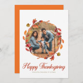 ハッピーサンクスギビング水彩リース写真 シーズンカード (正面/裏面)