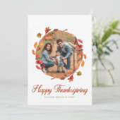ハッピーサンクスギビング水彩リース写真 シーズンカード (スタンド正面)