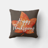 ハッピーサンクスギビング水彩秋メープルリーフ クッション (裏面)