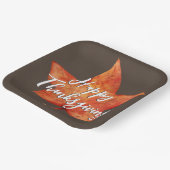 ハッピーサンクスギビング水彩秋メープルリーフ ペーパープレート (傾斜あり)