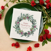 ハッピーサンクスギビング水彩秋リース スタンダードカクテルナプキン