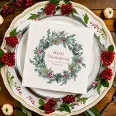 ハッピーサンクスギビング水彩秋リース スタンダードカクテルナプキン