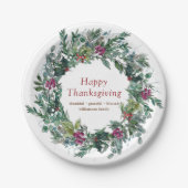 ハッピーサンクスギビング水彩秋リース ペーパープレート (正面)