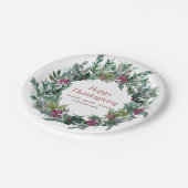 ハッピーサンクスギビング水彩秋リース ペーパープレート (アングル)