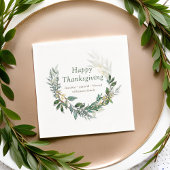 ハッピーサンクスギビング水彩秋葉リース スタンダードカクテルナプキン