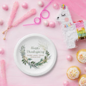 ハッピーサンクスギビング水彩秋葉リース ペーパープレート (パーティー)