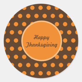 ハッピーサンクスギビング水玉模様ラウンドステッカー ラウンドシール