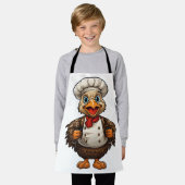 ハッピーサンクスギビング漫画かわいいシェフトルコ エプロン (着用した状態)