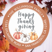 ハッピーサンクスギビング焦げオレンジ差出人住所 ラウンドシール