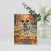 ハッピーサンクスギビング犬 ポストカード (スタンド正面)